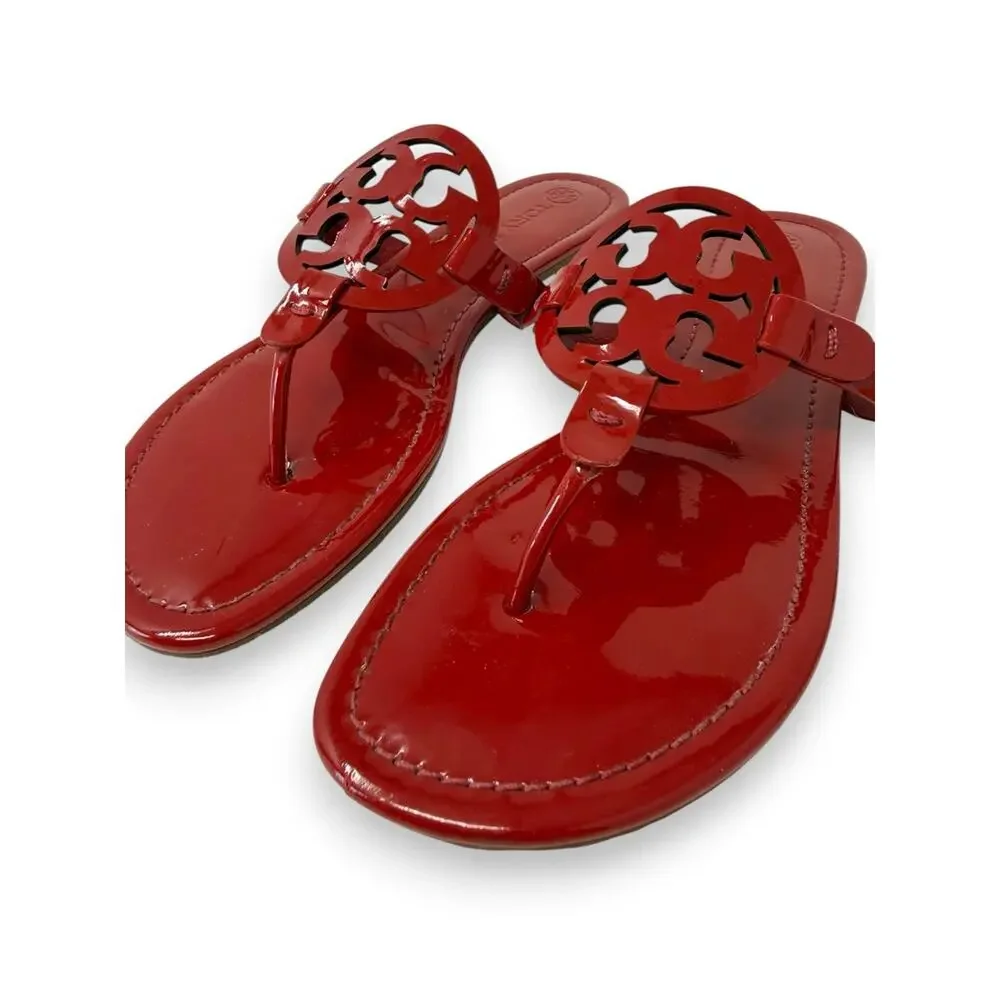 Tory Burch Patent Leather Miller Sandal Deep Red 9 Women’s